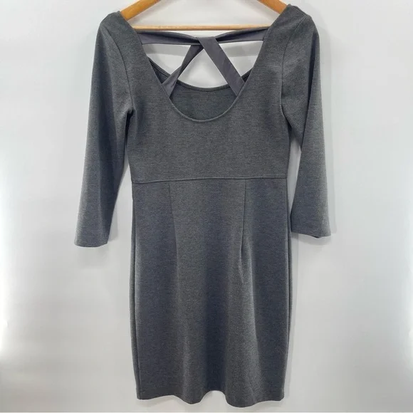 Club Monaco Gray 3/4 Sleeve Knee Length Dress Size Medium - Picture 6 of 9